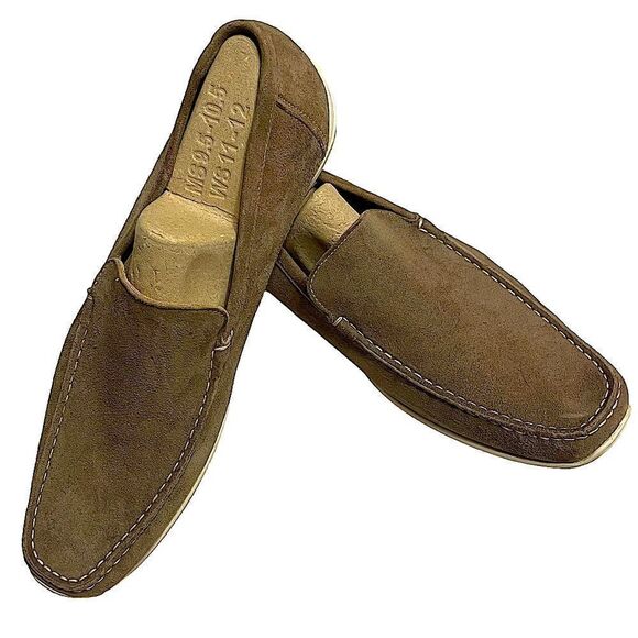 Taryn Rose Taupe Nubuck Suede Driving Loafers size 43.5 or 10.5 Men’s - Picture 1 of 9